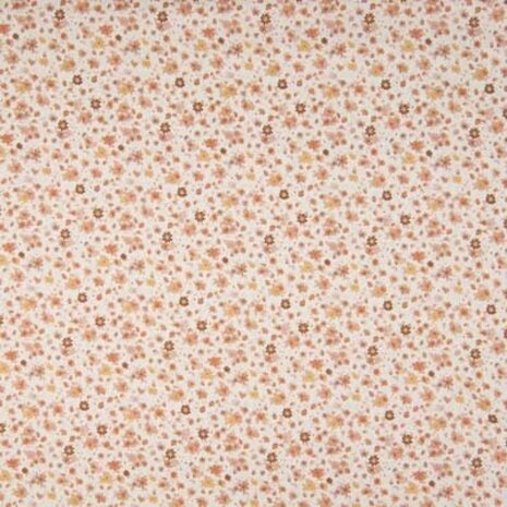 beige camel perzik bloemetjes digitale poplin @kickenstoffen babystofjes