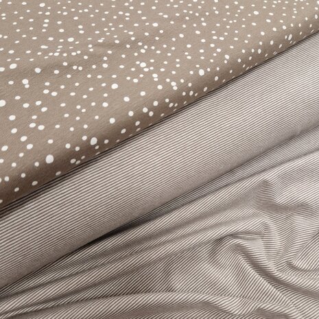 streepjes tricot beige taupe spandex met confetti tricot beige taupe @kickenstoffen