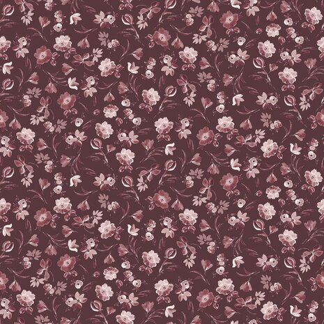 Poppy bordeaux violet bloemen digitaal - tricot @kickenstoffen