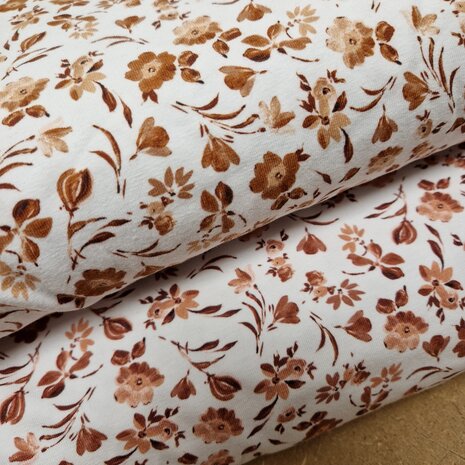 digitale bloemenbed peach en claypink @kickenstoffen