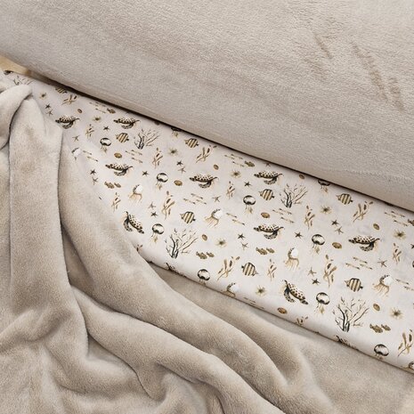 BEEBSkatoentjes zee leven schildpad beige met taupe wellness fleece @kickenstoffen