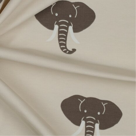 licht  beige olifanten tricot van KicKenStoffen