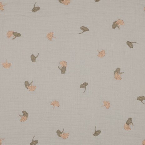 rokje broderie hydrofiel ginkgo blaadjes camel en beige @kickenstoffen babystoffen