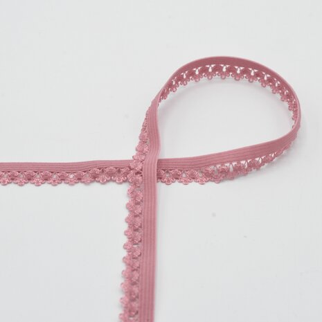 KicKenStoffen fournituren - kant elastiek 13mm oud roze