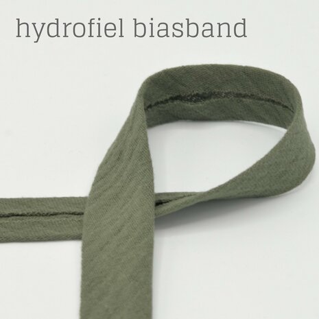 olijf army groen biasband gemaakt van hydrofiel Qjutie kids @kickenstoffen