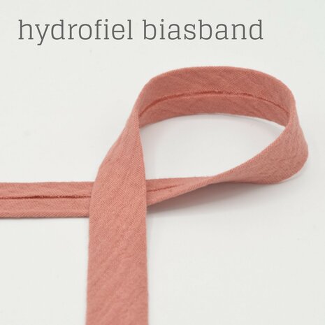 roze-terracotta licht biasband gemaakt van hydrofiel Qjutie kids @kickenstoffen