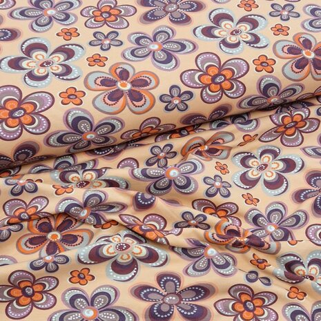 roze retro bloemen hippie kindertricot @kickenstoffen