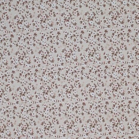 beige taupe bloembom babyrib tricot soft  BEEBSstofjes van KicKenStoffen