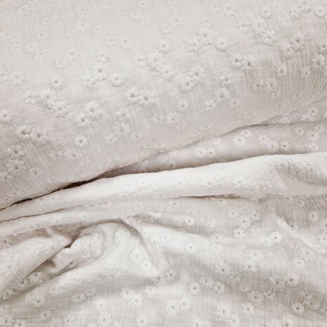 broderie hydrofiel bloem wit BEEBSstofjes
