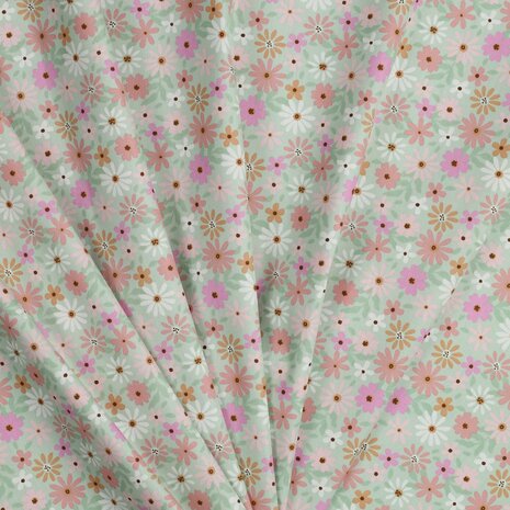 bloempjes katoen met coating Poppyfabrics van KicKenStoffen