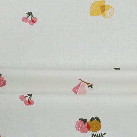 fruity katoen met coating Poppyfabrics van KicKenStoffen
