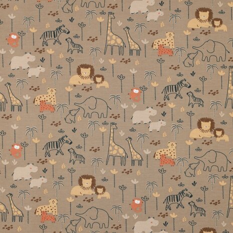 wildlife animal beige tricot Poppyfabrics van KicKenStoffen
