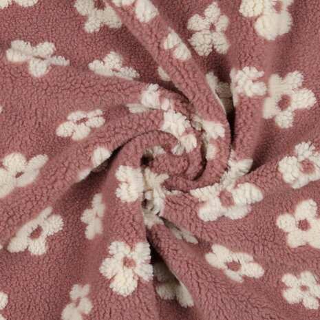 roze bloem teddystof van KicKenStoffen