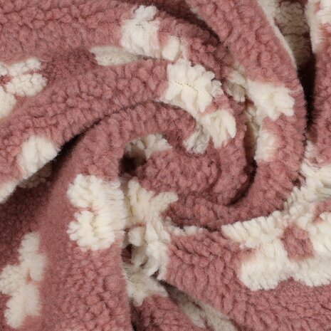 roze bloem teddy fur van KicKenStoffen