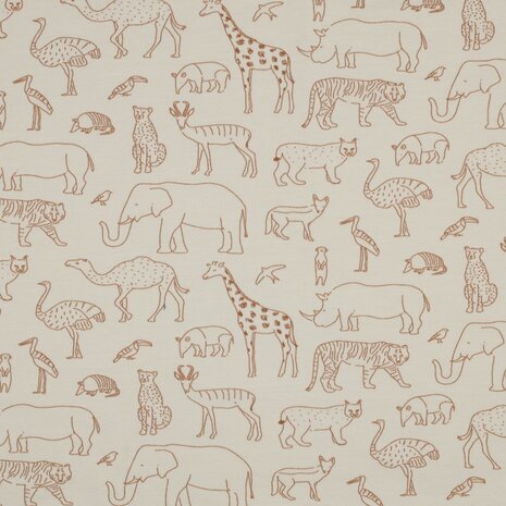 natural beige camel safari animals french terry 