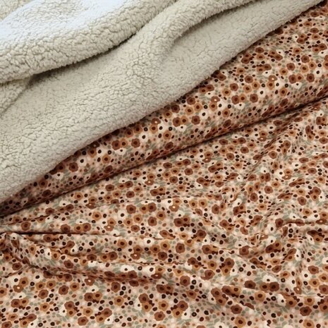 KicKenStoffen - bloemrijk tricot soft met kiezel baby teddy