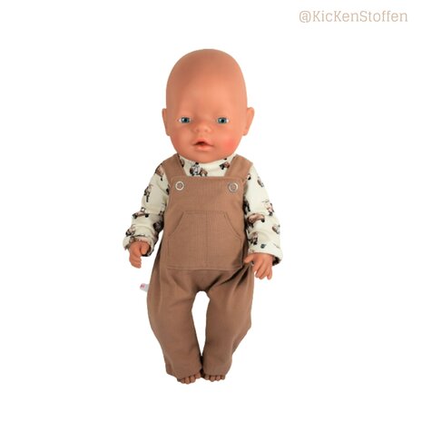 Tuin broekje met longsleeve naaipatronen voor de babypop Nappi bij KicKenStoffen
