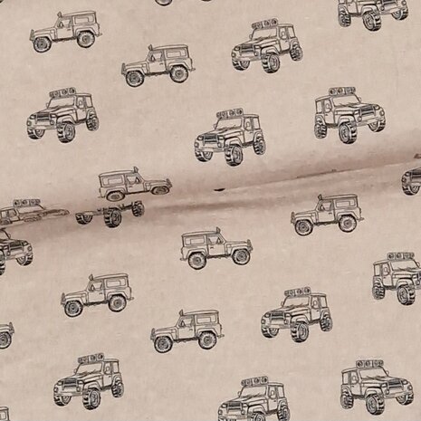 beige (melee) zwart jeep auto tricot *S