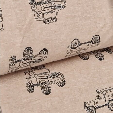 beige jeeps auto tricot stof Poppy van KicKenStoffen