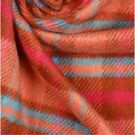 ruiten flanel cognac perzik roze blauw kledingstof van KicKenStoffen