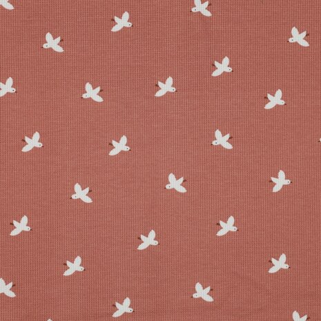 claypink waffleknit birds van KicKenStoffen