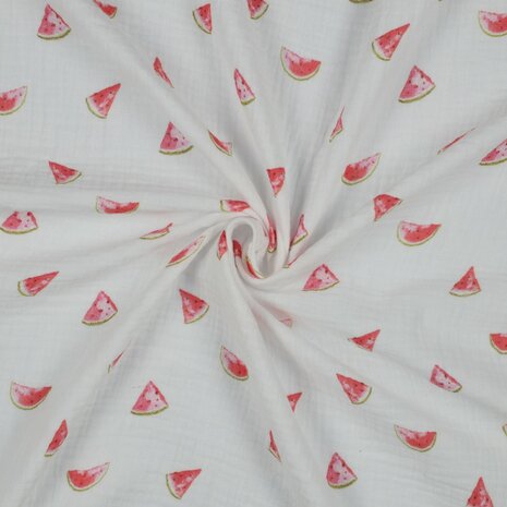 white pink green watermelon digital double gauze