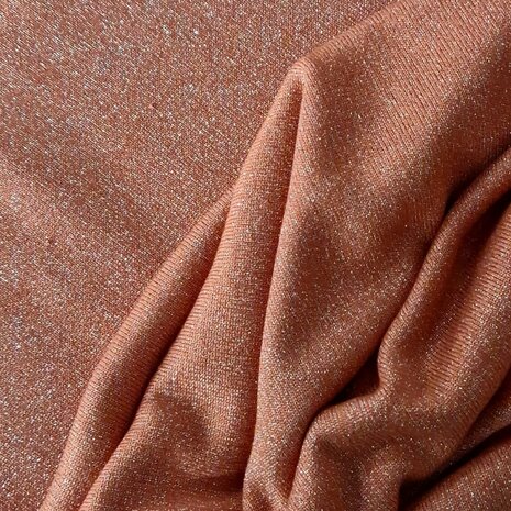 fijn gebreide glitter tricot terracotta van KicKenStoffen