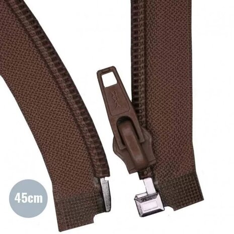 bruin Deelbare Rits YKK nylon 45cm