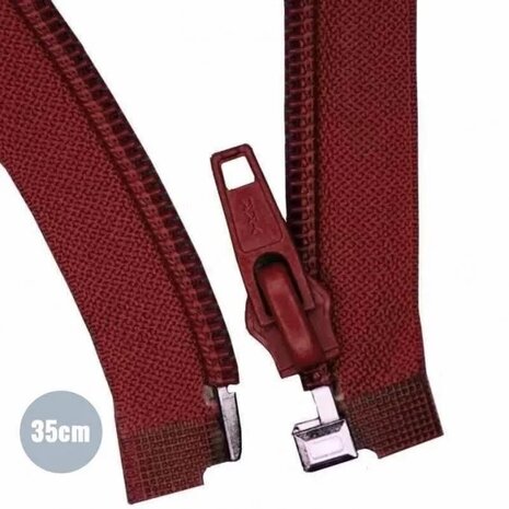 bordeaux Deelbare Rits YKK nylon 35cm