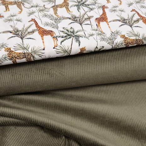 corduroy rib groen met jungle poplin van KicKenStoffen