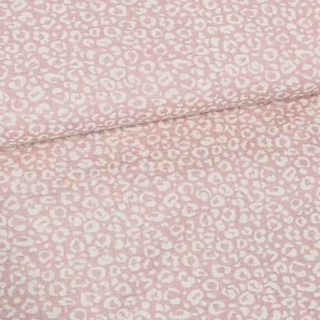roze luipaard hydrofiel jacquard dubbelzijdig van KicKenStoffen