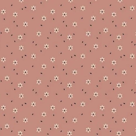 perzik sterbloem - digitaal fijne katoenen Baby rib tricot SOFT