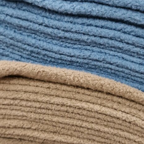 beige en jeans blauw katoenen sherpa fleece van kickenstoffen