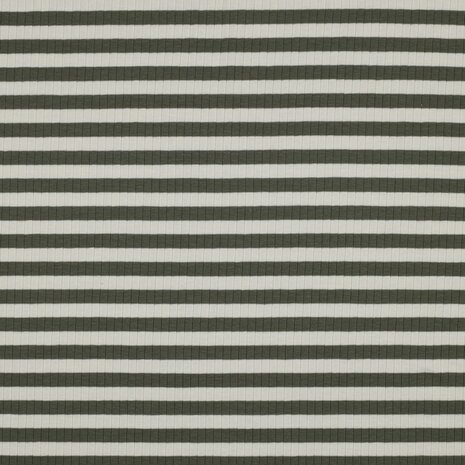 rib yarn dyed stripes groen - brede ribtricot soft