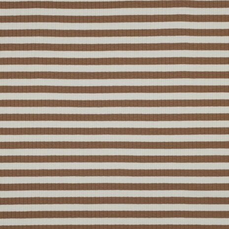 rib yarn dyed stripes cinnamon - brede ribtricot soft