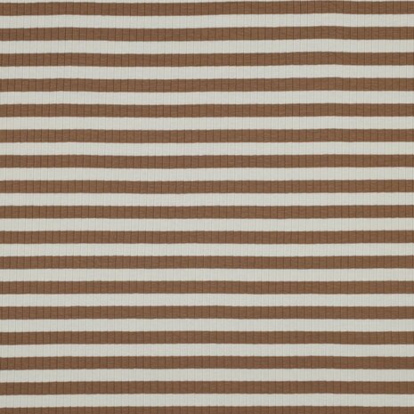 rib yarn dyed stripes cinnamon - brede ribtricot soft