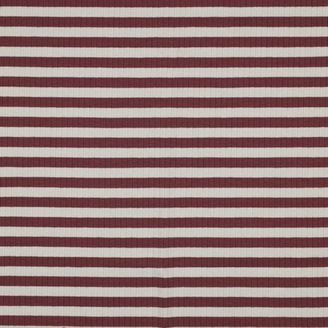 rib yarn dyed stripes dark blush - brede ribtricot soft