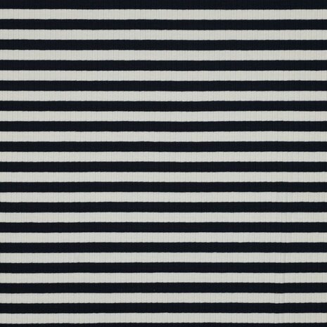 rib yarn dyed stripes navy - brede ribtricot soft