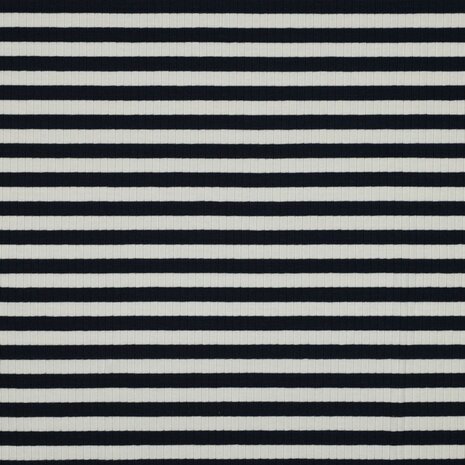 rib yarn dyed stripes navy - brede ribtricot soft