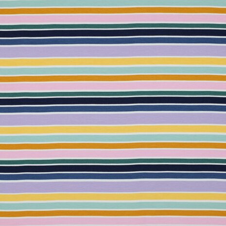 Strepen tricot lila pastel patches KicKenStoffen
