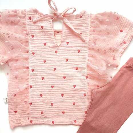 hartjes hydrofiele broderie blouse en legging claypink uni tricot  gemaakt door mbym.sewing stoffen KicKenStoffen