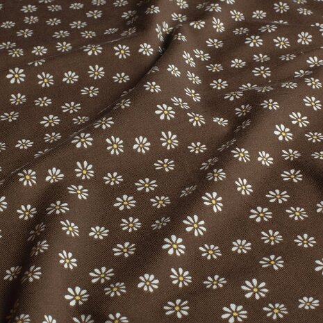 bruin madelief bloemen tricot Jursie van KicKenStoffen