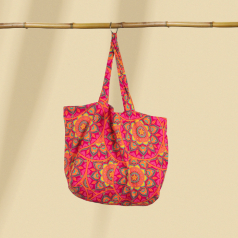 Fuchsia Canvas KicKenStoffen beachwear - strandtas