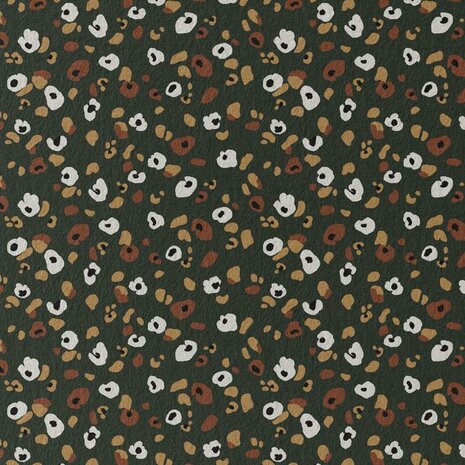 Tricot luipaard rondjes donker groen met beige tinten Swessie design