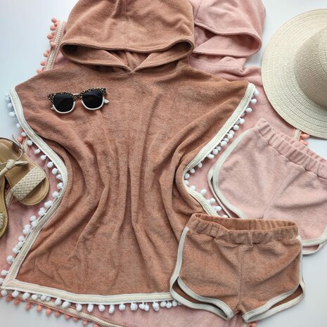 perzik en nude roze stretch badstof zomerpakket gemaakt door mbym.sewing