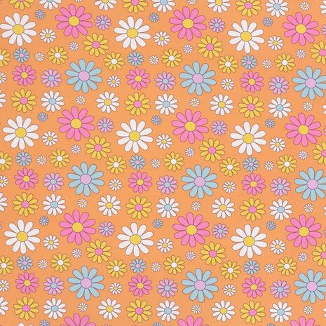 oranje daisy flowerpower tricot Jursie van KicKenStoffen