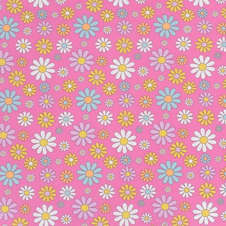 roze daisy flower power tricot Jursie van KicKenStoffen