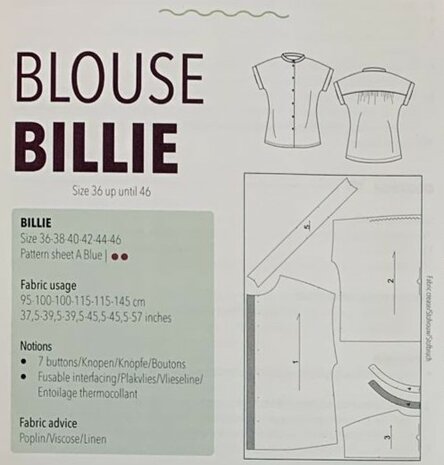 Pomme magazine naaipatronen Billy blouse informatie stofafmeting