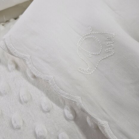 off white minky fleece en olifantjes broderie met schulprand KicKenStoffen