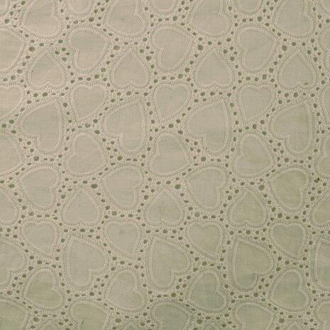 hartjes broderie katoen beige KicKenStoffen